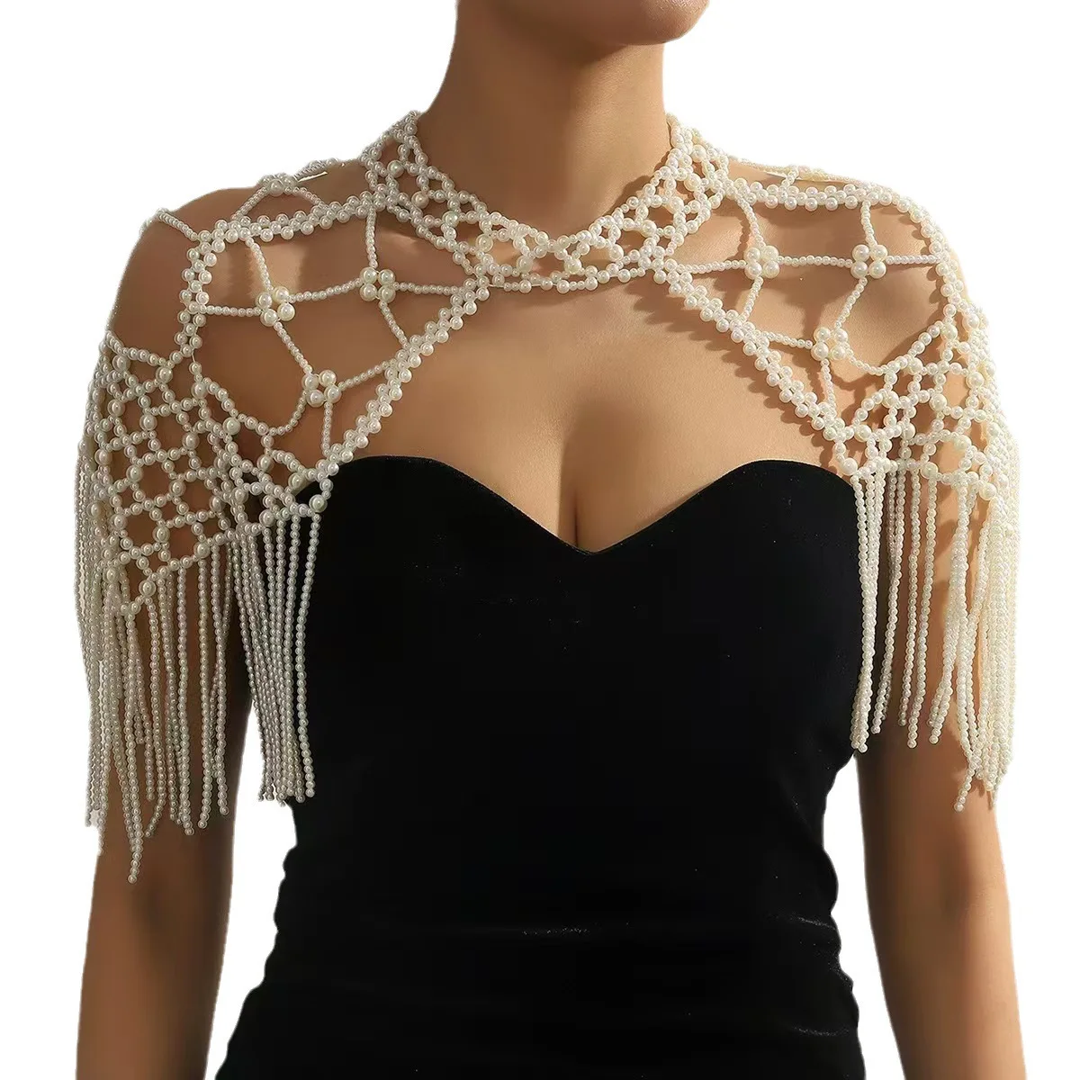 السيدات أزياء اللؤلؤ اللباس الكتف شال اليدوية الديكور الجسم سلسلة التبعي أنيقة مساء ارتداء المجوهرات