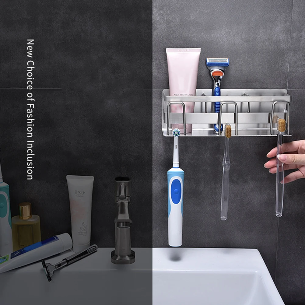 

Toothbrush Holder Holders Storage Metal Rack No Punching Stainless Steel Toothpaste