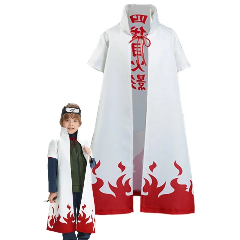 Kids 4Th Hokage Namikaze Minato Cosplay Costume Anime Boys Cloak Outfits Children Halloween Party Role Play Clothes Fashion New