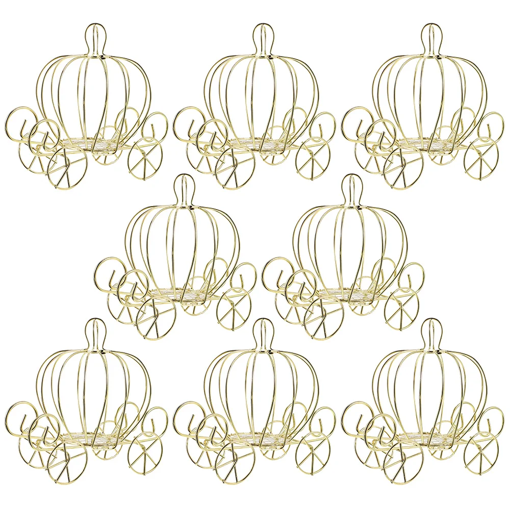 

8Pcs Cinderella Pumpkin Carriage Candy Holder Wedding Carriage Golden Candy Box For Party Halloween Christmas Decoration