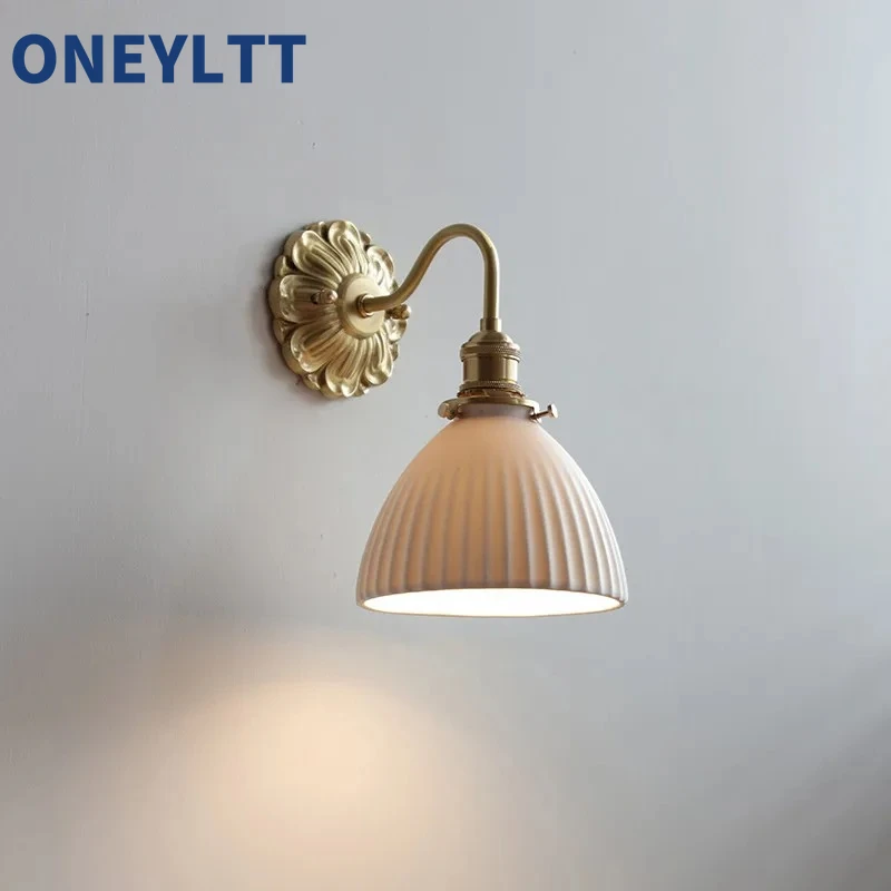 

French brass wall lamp ancient American style living room background wall bedroom headboard creative designer handmade wall lamp