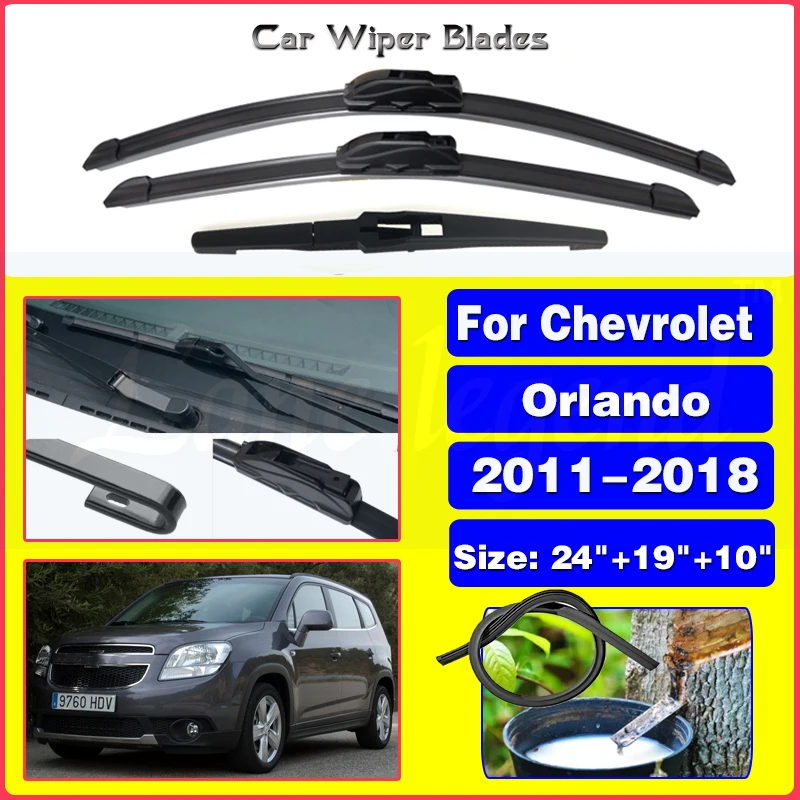 Wiper Front Rear Wiper Blades Set Kit For Chevrolet Orlando 2011-2018 2012 2013 2014 2015 2016 Windshield Windscreen 24\