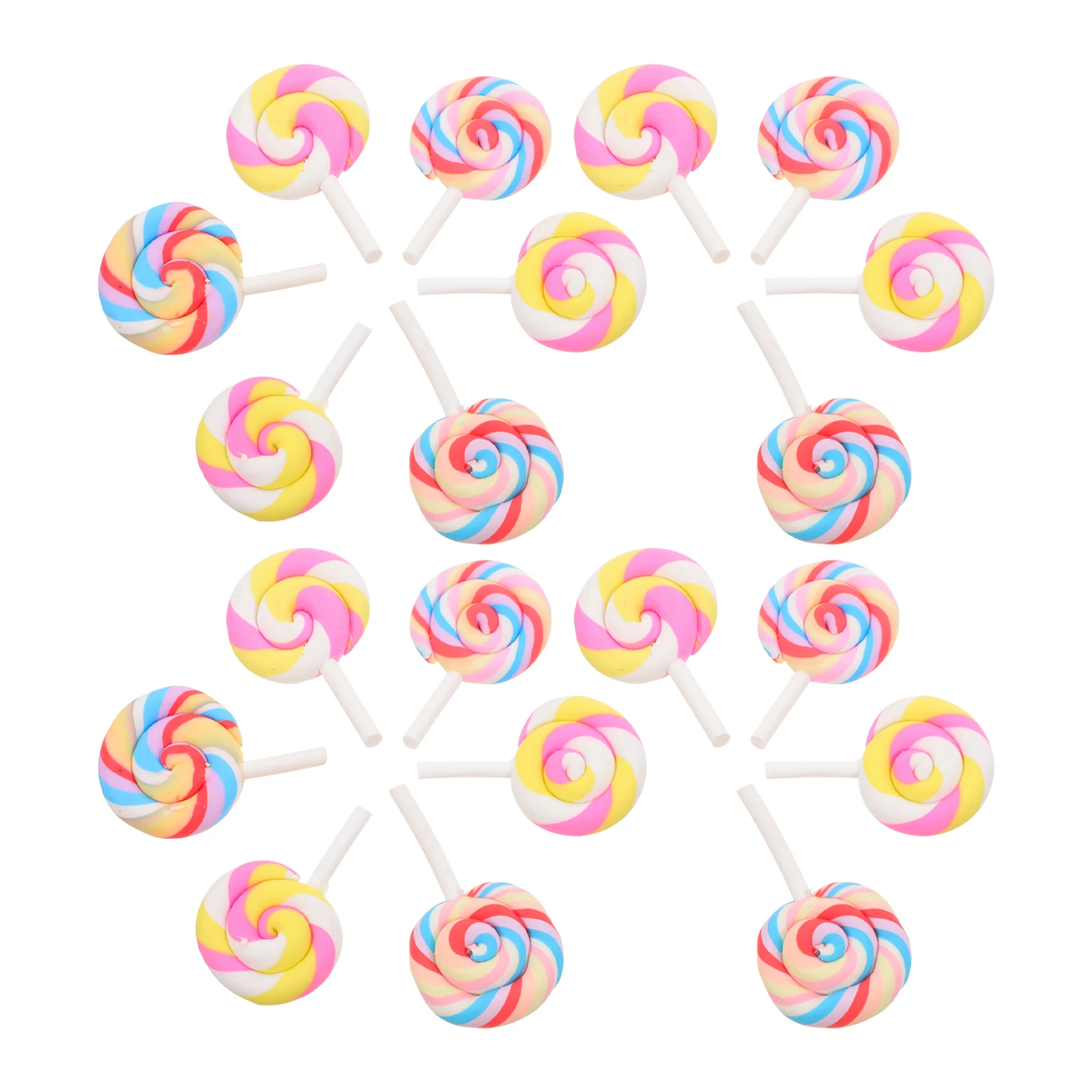 

20pcs Rainbow Lollipop Ornaments Mini Colorful Resin Decorations Accessories Kids DIY Supplies Birthday Gifts
