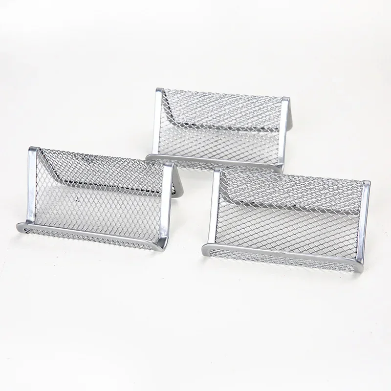 Metal Mesh Portable Business Name Card Holder Display Stand Rack Desktop Table Organizer Home Desk Storage Stand