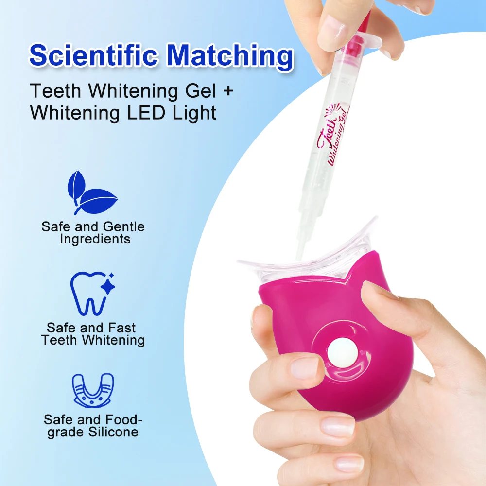 Professional Teeth Whitening Kit with Teeth Whitening LED Light Whitening Gel Bleaching Tooth Whitener Oral Hygiene Whiter Tooth