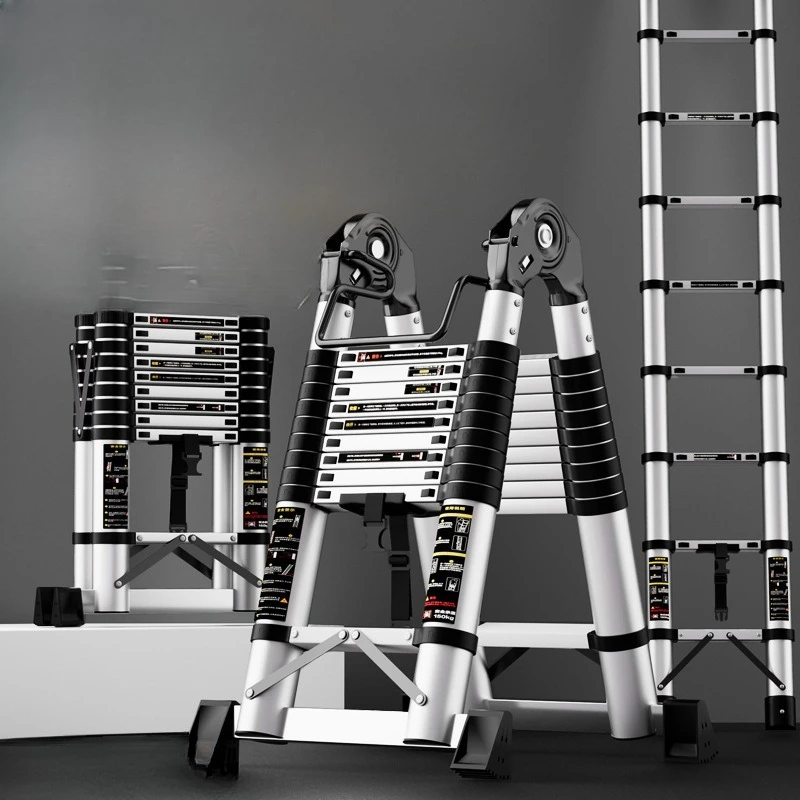 Telescopic ladder, aluminum alloy joint herringbone ladder, household folding escalator, aluminum ladder