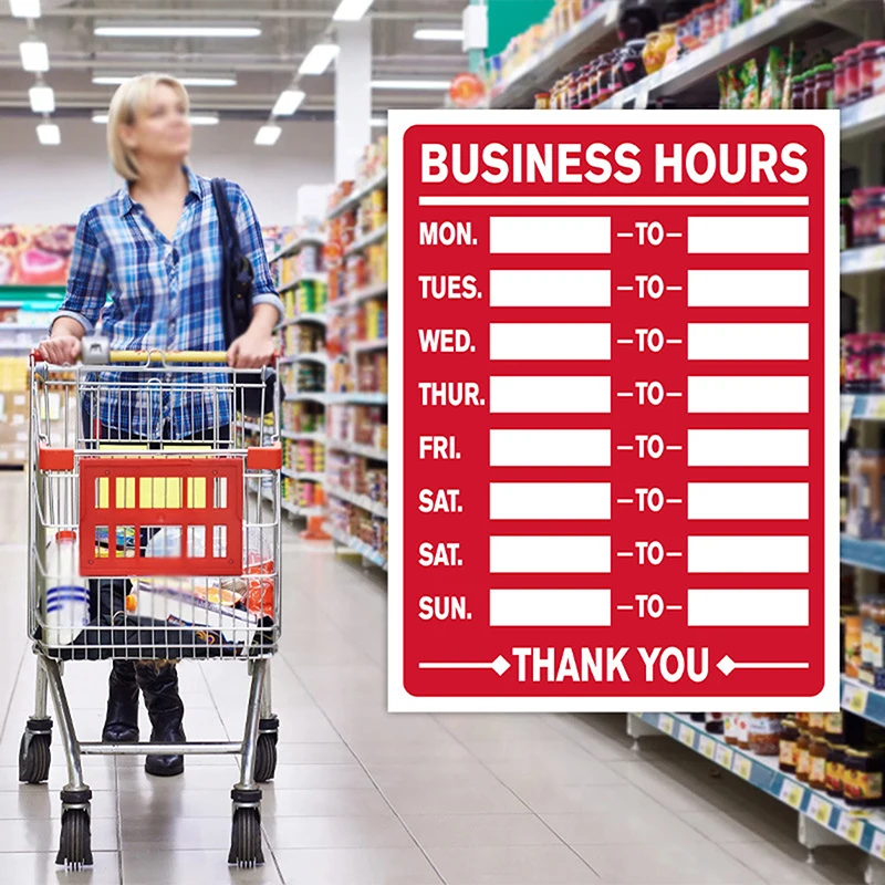 PVC Business Hours Open/Closed Sign Sticker Label For Shop Office Door Window Signage Signs Daily Open Times Display