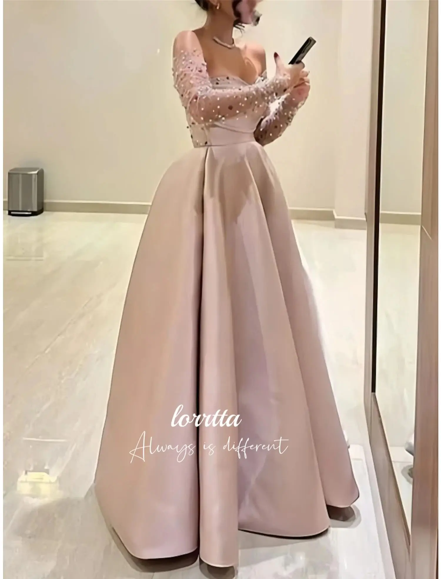 Satin Line A Elegant Dress Luxurious Decoration Evening Sharon Happy Dresses Women Ball Gowns Robe De Soiree Femmes Customized