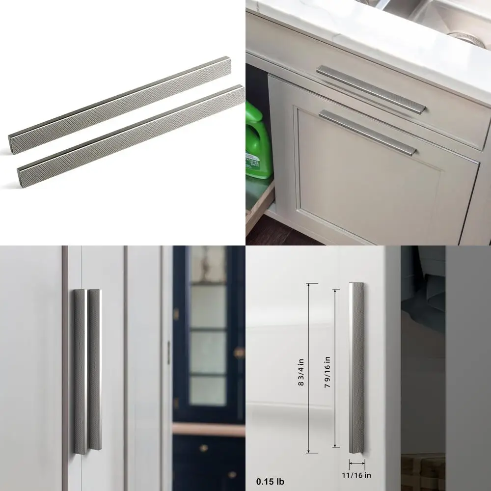 

Современные ручки для шкафа из атласного никеля — 7 шт., ручки с накаткой 9/16 дюймов для ящиков, комодов и мебели с текстурированной ручкой