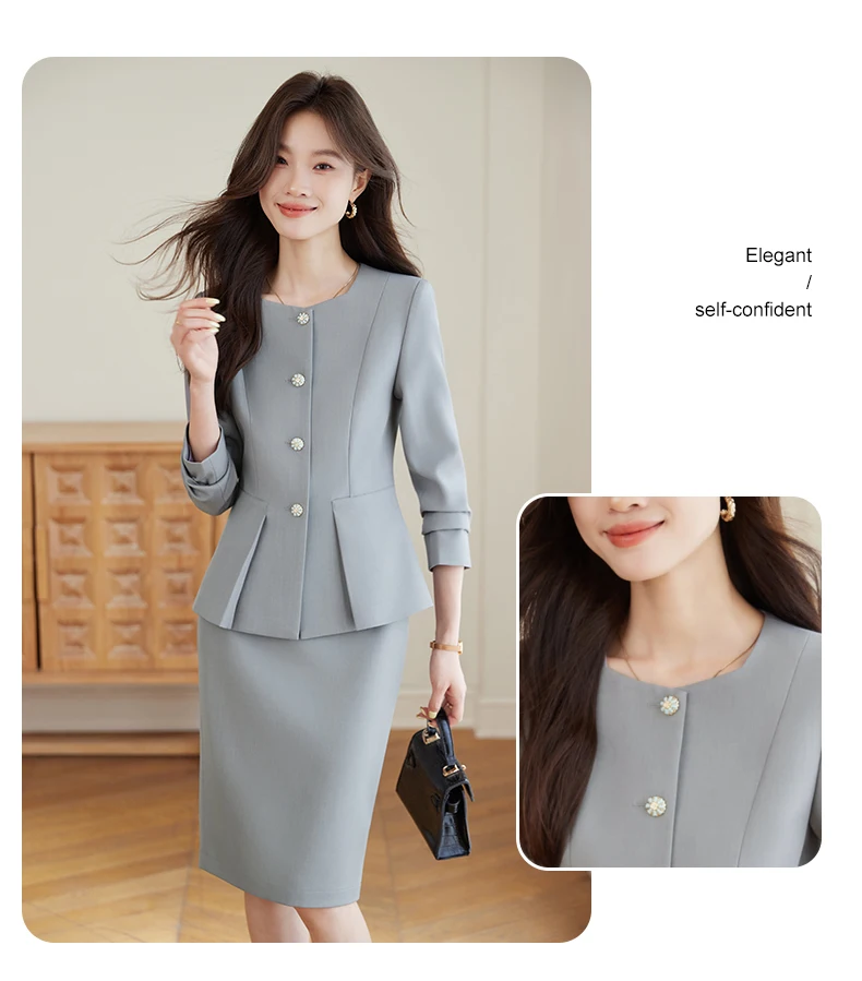 Roupas femininas profissionais da moda, saia + blazer de duas peças de alta qualidade. Fino e confortável, requintado e elegante