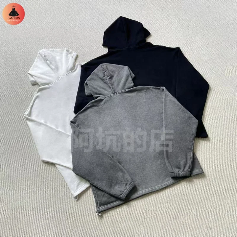 Classic Simple Thug Club Solid Star Moon Logo Hoodie Mens Womens White Black Grey Oversize Coats With Tags