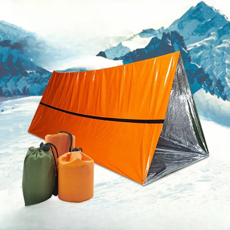 2Person Emergency Shelter Waterproof Thermal Blanket Rescue Survival Kit SOS Sleeping Bag Survival Tube Emergency Tent w Whistle