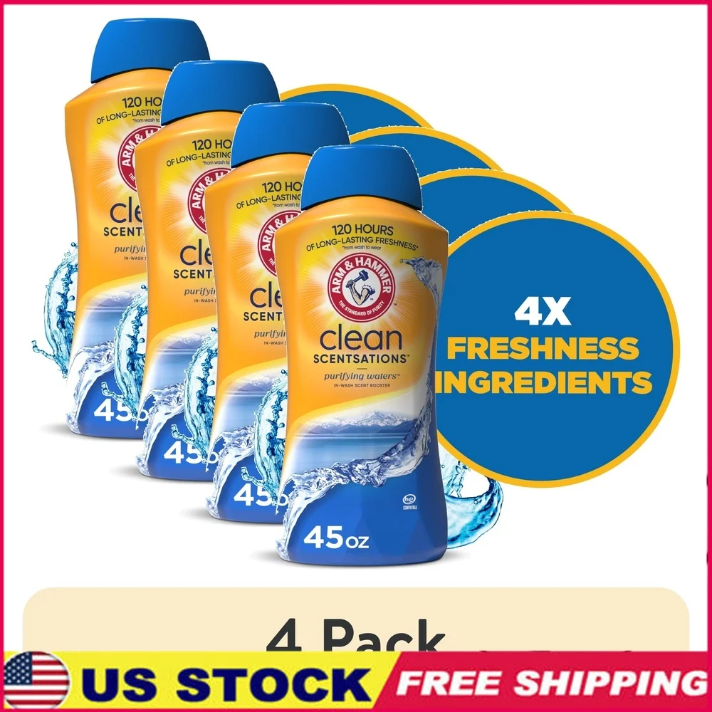 

4 упаковки, усилитель ароматов для стирки, кристаллы для стирки, очищающие воду, устраняющие запахи, свежесть, 120 часов, безопасные для холодной воды, все ткани