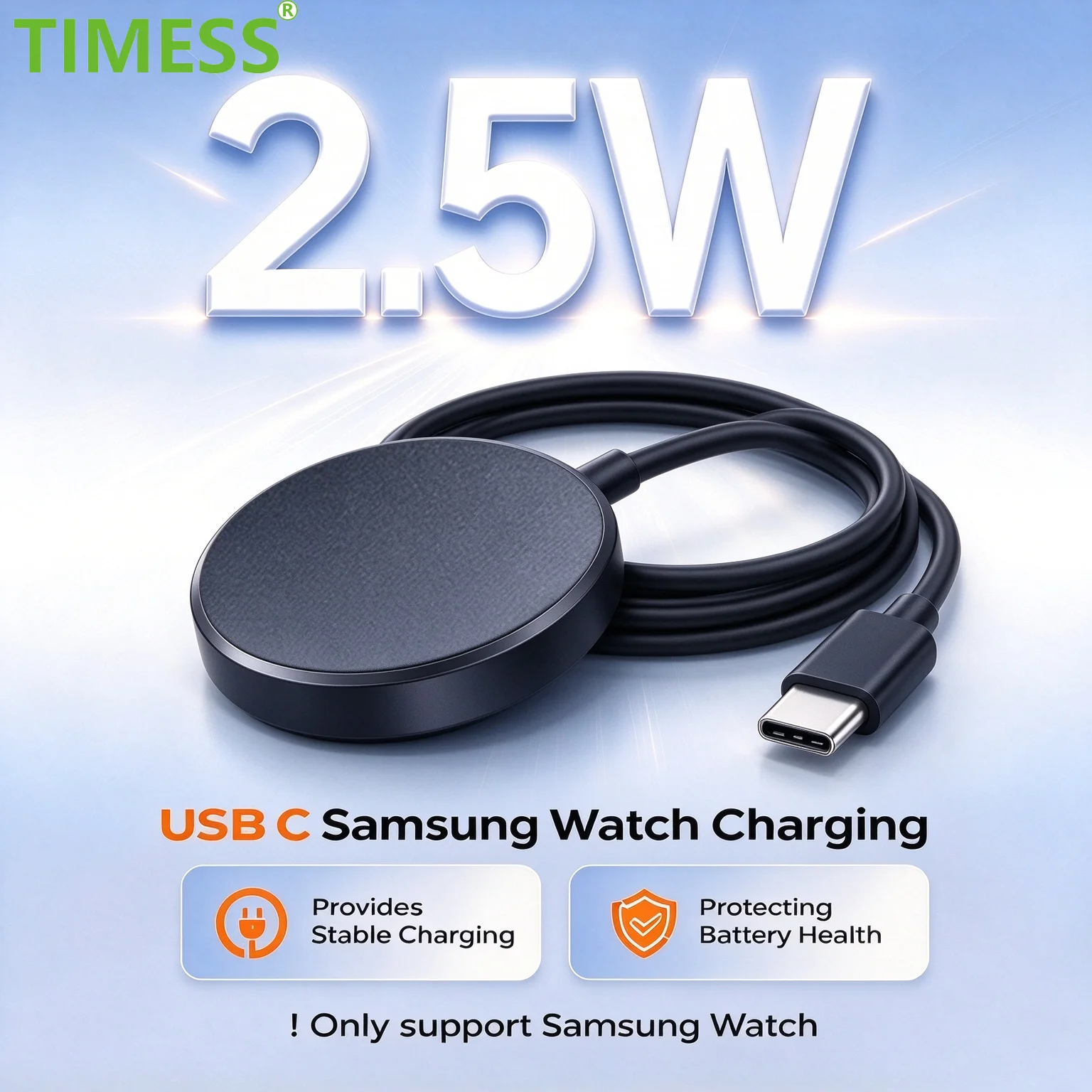 TIMESS Charger for Samsung Galaxy Watch 9 8/ Ultra 2 47mm/7/ FE/ 6 Classic Charging PD USB-C Cable for Galaxy Watch 5 Pro/ 4/ 3