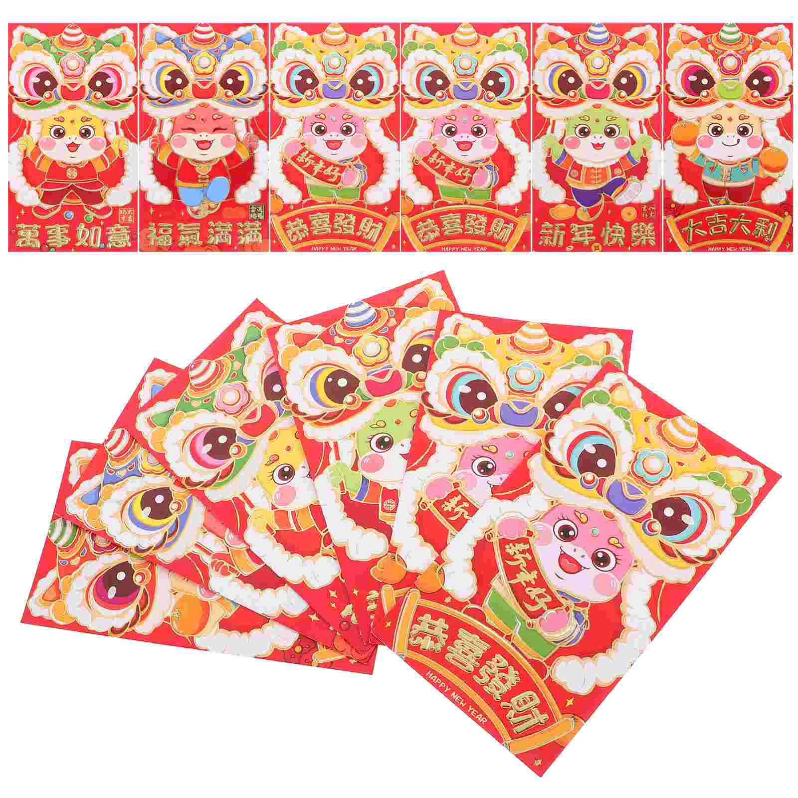 

60 Pcs Lai Shi Feng Hong Bao Lunar New Year Red Envelopes Calendar Paper Decorative Packets