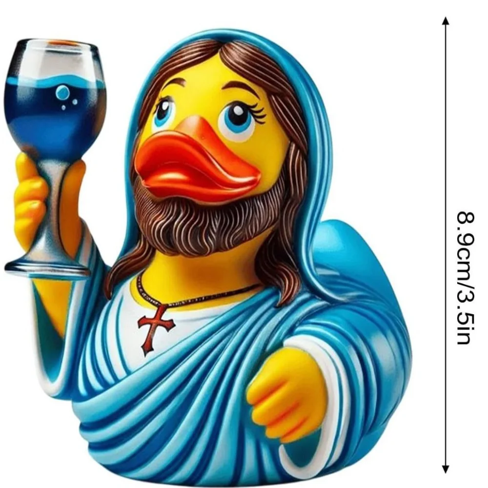 Figuras de pato de María, Jesús, animales realistas, pato de resina, adorno de resina, cubierta de buey, adorno de estatua de Animal de dibujos animados