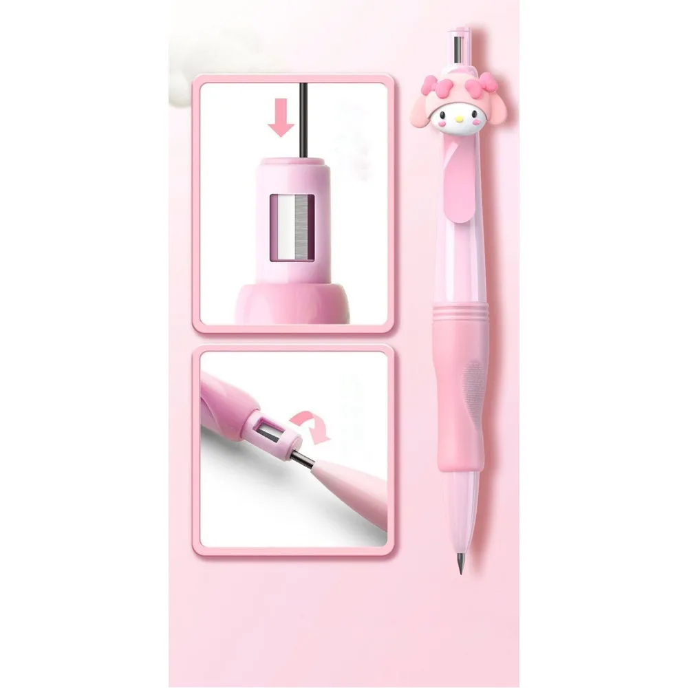 3/5PCS Cute Hello Kitty Kuromi Automatic Pencil 2.0mm Pen Core Drawing Exam Special 2B Pencil Office School Writing Art Supplies