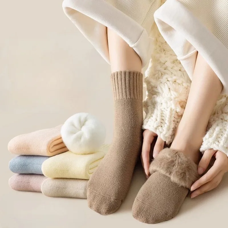 

7 пар женских носков средней длины на осень-зиму, однотонные, утолщенные, морозостойкие, теплые, простые, удобные, повседневные