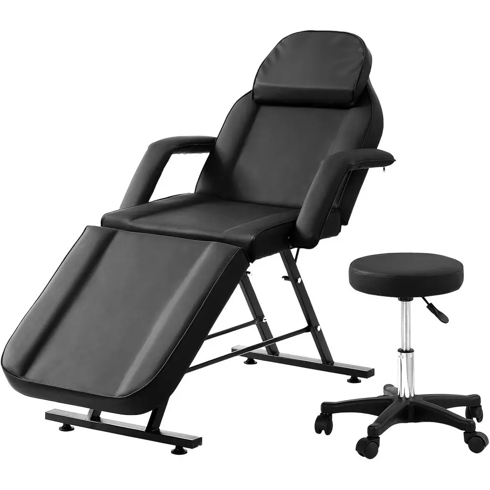 72 3-Section Massage Table & Facial Chair, Multi-Purpose Spa Bed, Tattoo & Beauty Equipment with Removable Rest, Facial Cradle,