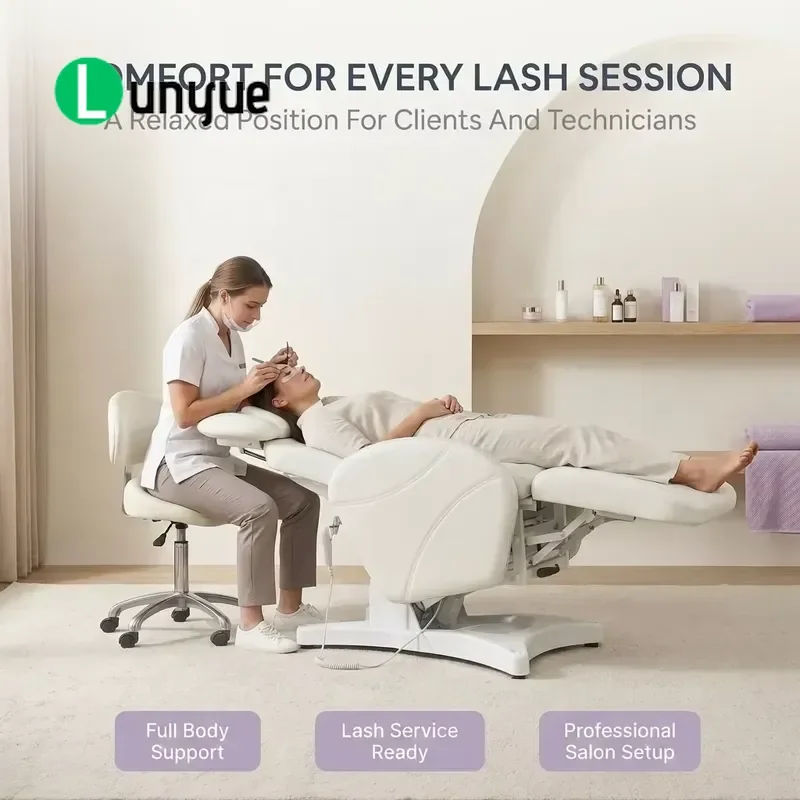 Electric Eyelash Bed Adjustable Height Headrest Beauty Chair for Eyebrow Lash Extension Treatment Desk Furniture