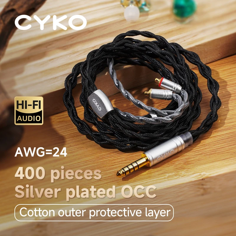 

CYKO HIFI Earphone Cable 7N OCC Headphones Upgrade Wire IEM Cables Silver Plated Oil Soaked 3.5 4.4mm To MMCX 2pin Aux Wired