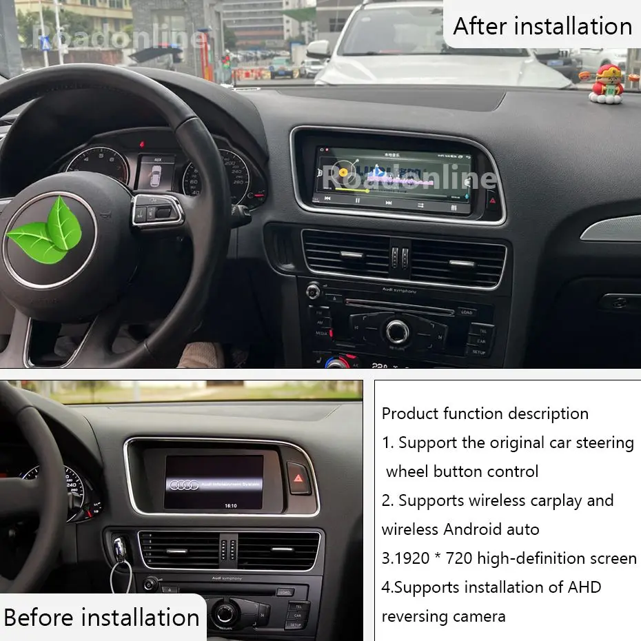 8.8 Inch Car Radio For Audi Q5 2009-2017 Retain Original System Wireless CarPlay Android Auto GPS Navigation Multimedia Player