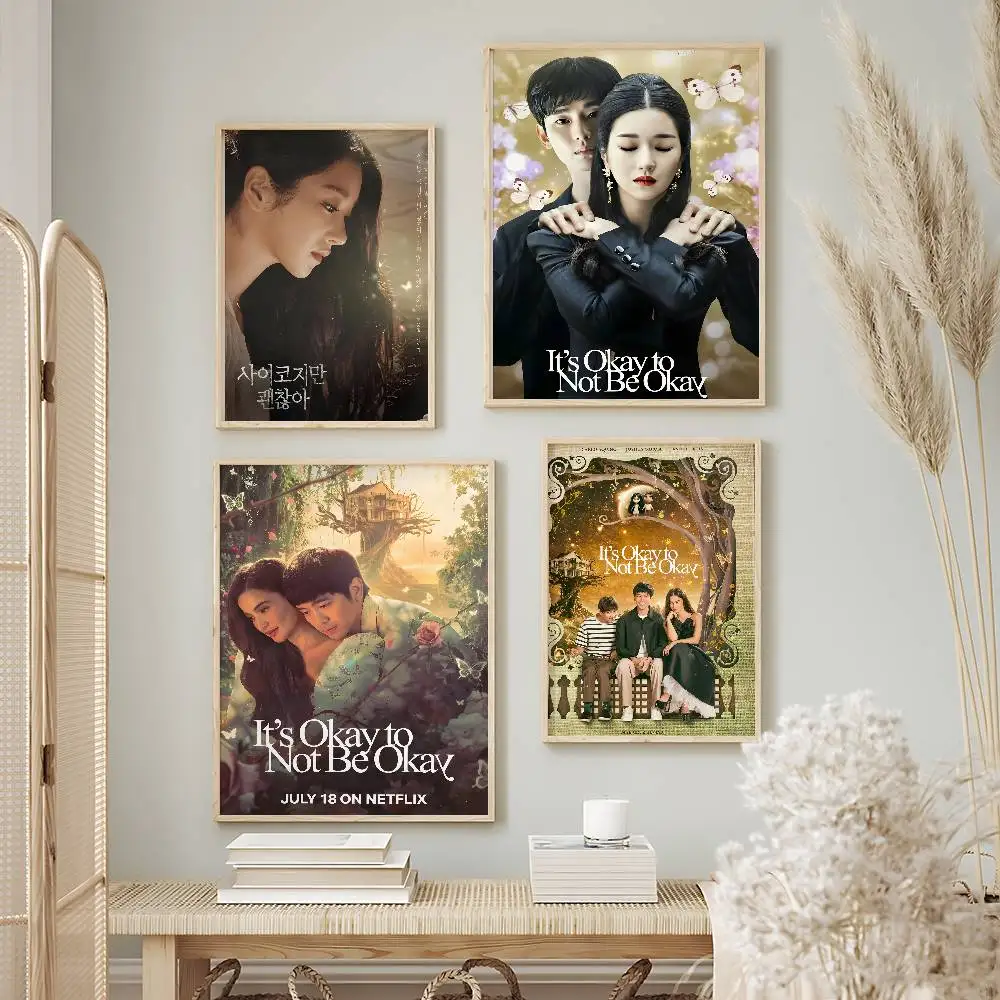Romantic TV Series It's Okay to Not Be Okay Posters Premium Self-Adhesive No Residue Wall Sticker for Home Office Bar Decor