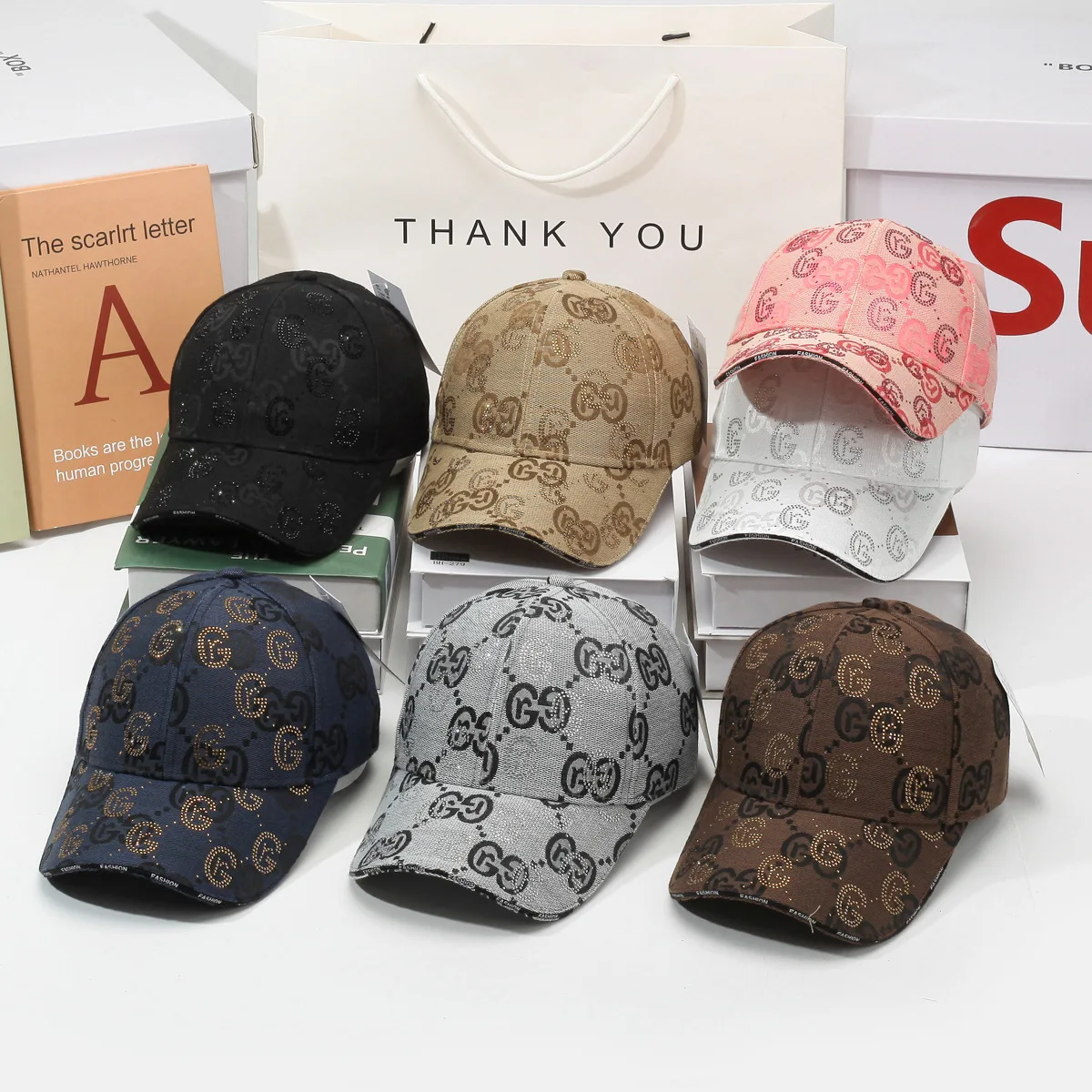 Personalized Rhinestone Letter Baseball Cap Versatile Couple Peaked Hat Trendy Sun Protection Visor Hat for Men Women Daily Wear