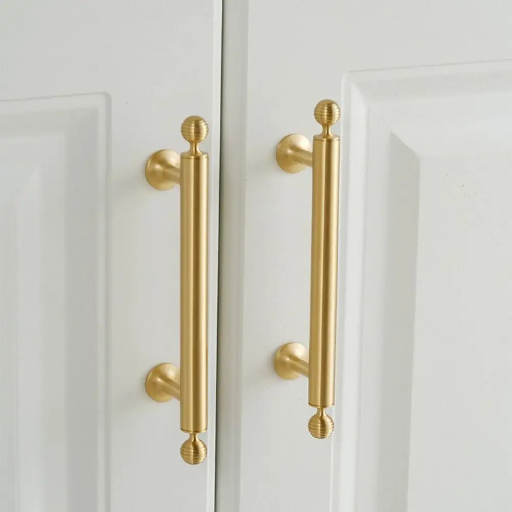 Solid Brass Furniture Handles Antique Bronze Finish Single-Hole Mounting Cabinet Pulls Brushed Antique Brass Long Handle Design