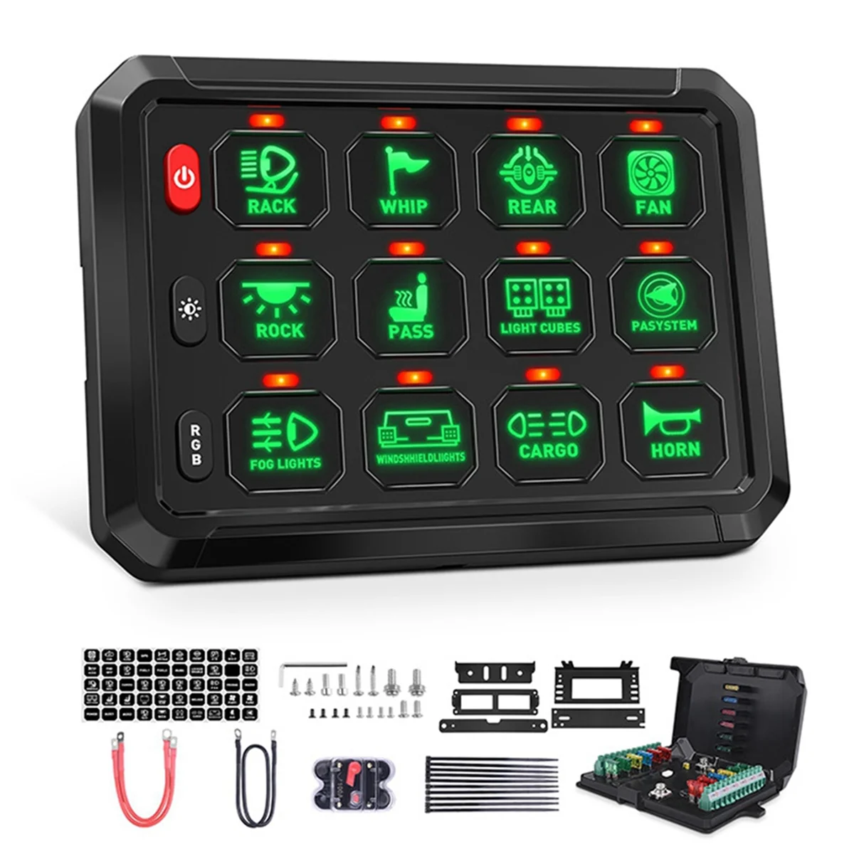 

12 Gang Switch Panel Bluetooth RGB Switch Pod 12v Switch Panel for Car Truck Offroad RV Van SUV UTV