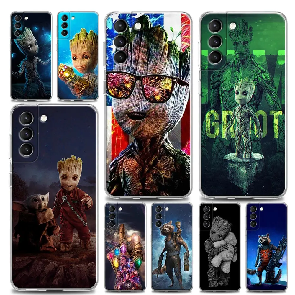 Groot Clear Phone Case For Samsung Galaxy S24 Ultra S23 S20 S21 FE S10 S22 Plus S24Ultra S23fe Case Soft Cover Marvel Hero Funda