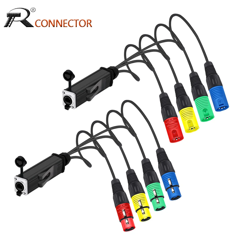 

RJ45 to Audio 4 Channel 3Pin XLR Extender Multi Network Receiver Cable Splitter Use for XLR Male/Female Connector Connection