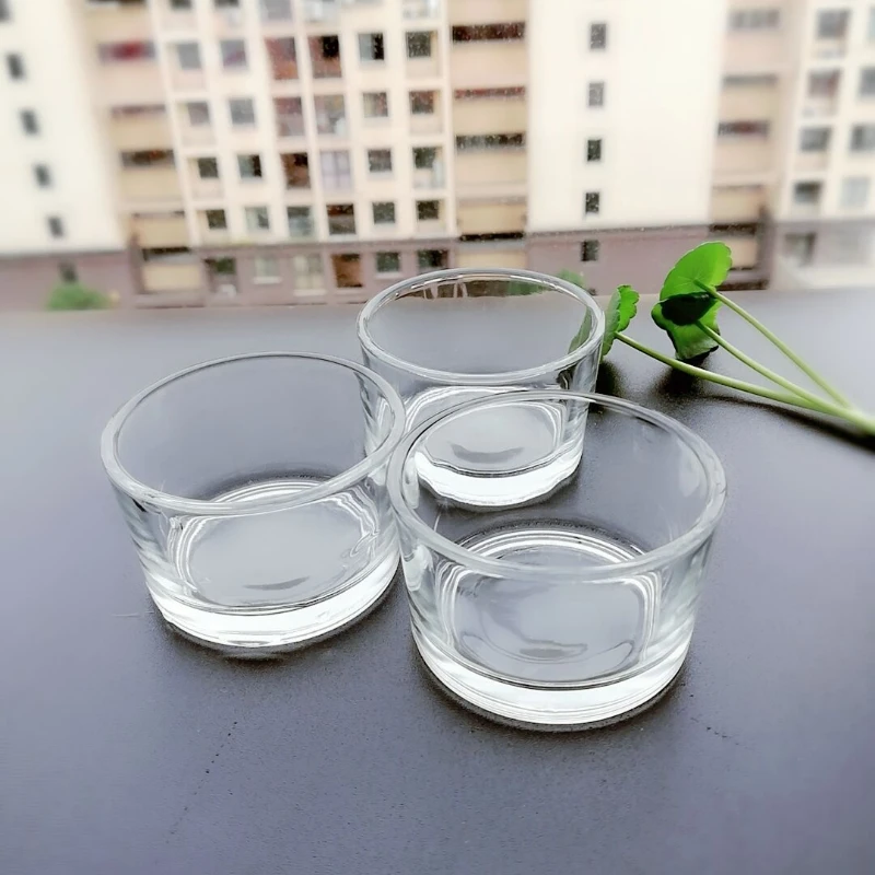 5pcs Small Tea Wax Glass Candle Holder Round Candle Glass