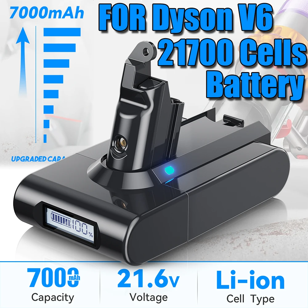 NEW 21.6V For Dyson V6 21700 Battery Cells DC58 Absolute Fluffy Animal Pro Vacuum Cleaner Rechargeable Level Display Batteries