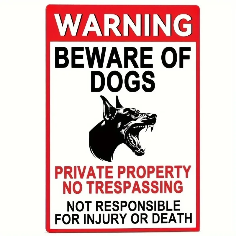 Retro Rustic Doberman Guard Dog Car Glue Sticker Beware Of Dogs Private Property No Trespassing Security Warning