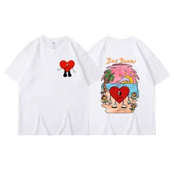 Bad Bunny UN VERANO Men's Cotton Fashion T-shirt Men's and Women's Trendy Street T-shirt Short Sleeve Boys' Large T-shirt