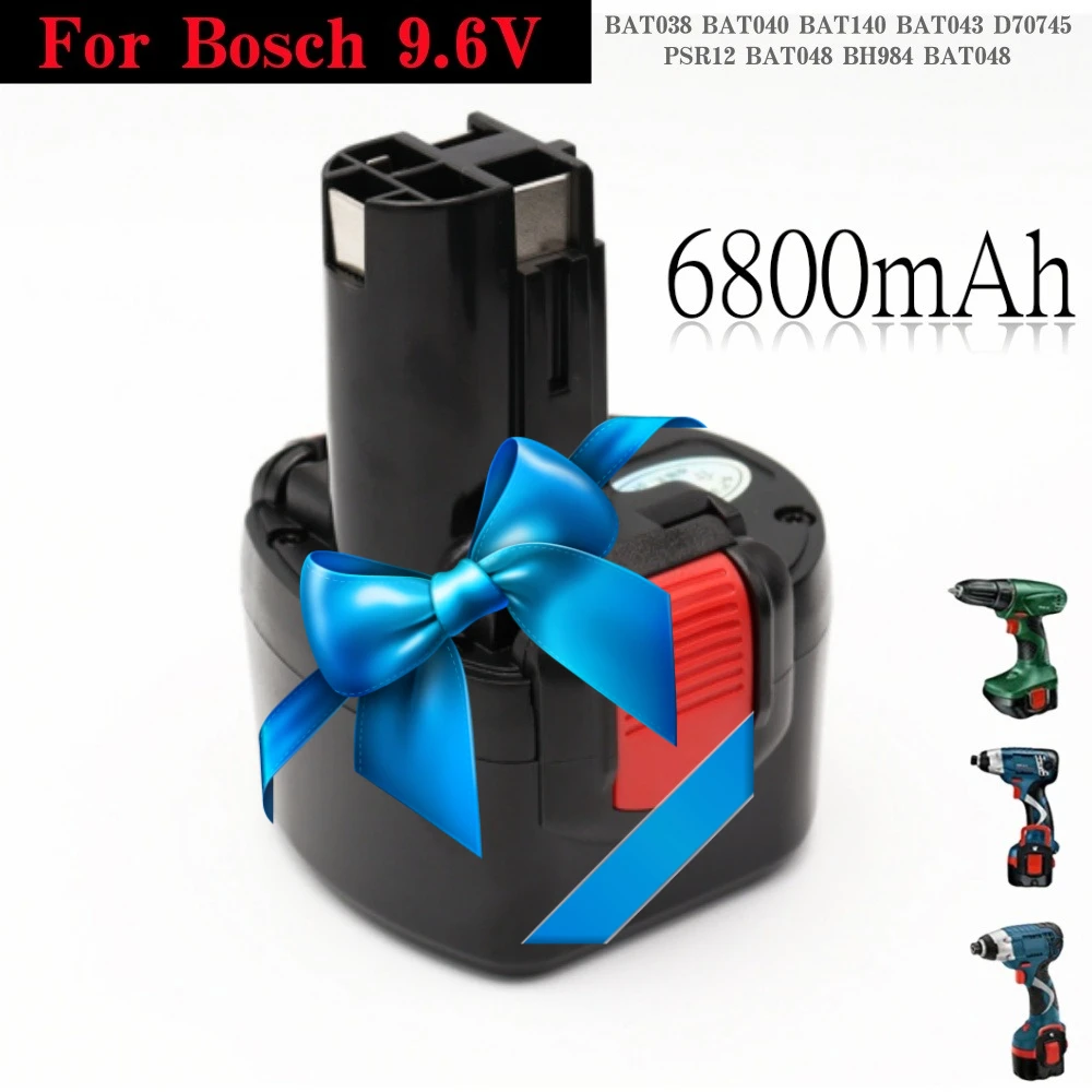

Аккумулятор Ni-MH 9.6В 6800мАч для Bosch PSR 960 BAT048 BAT100 BAT119 BH984 BPT1041 23609 32609 PSR960 GSR 9 6V E-2 GSR