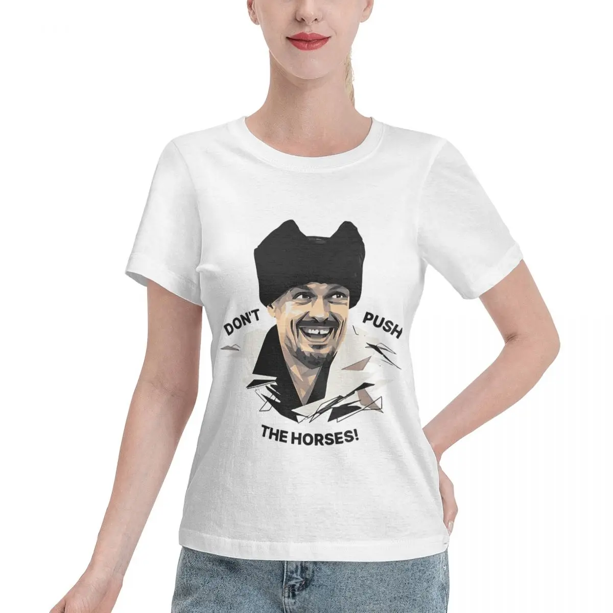 Durable Wear Dont Push The Horses Funny Quote Usyk Women's T-shirt Y2K Short Sleeve Casual Top