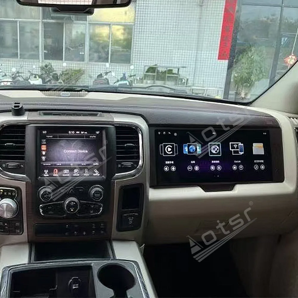 شاشة 17 بوصة مساعد الطيار لدودج رام 1500 2500 2013 + أندرويد 13.0 شاشة ترفيهية للركاب سيارة ستيريو GPS الوسائط المتعددة