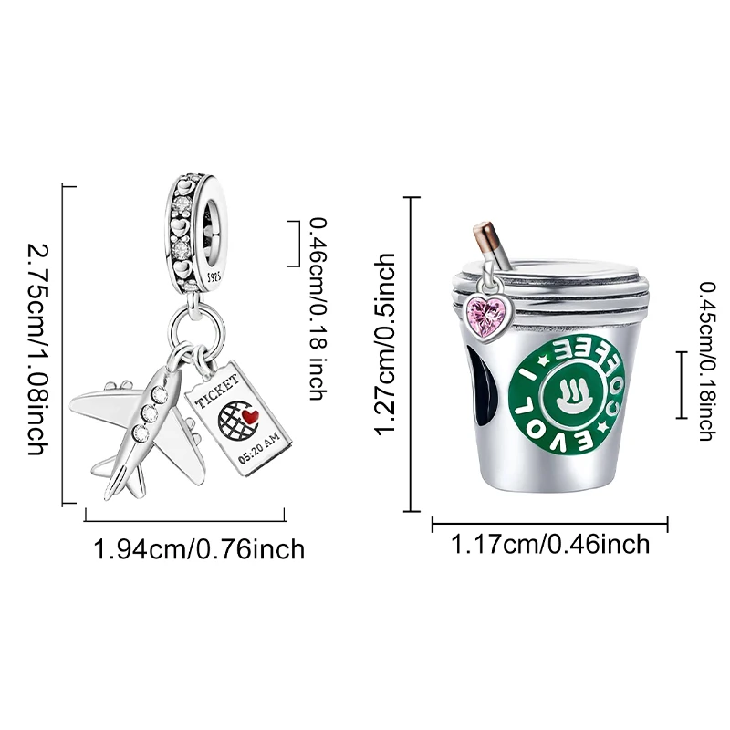925 Sterling Silver Daily Travel Life  Charms Beads Fit Diy Bracelet Necklace Making Gift Of High Quality Fine Jewelry