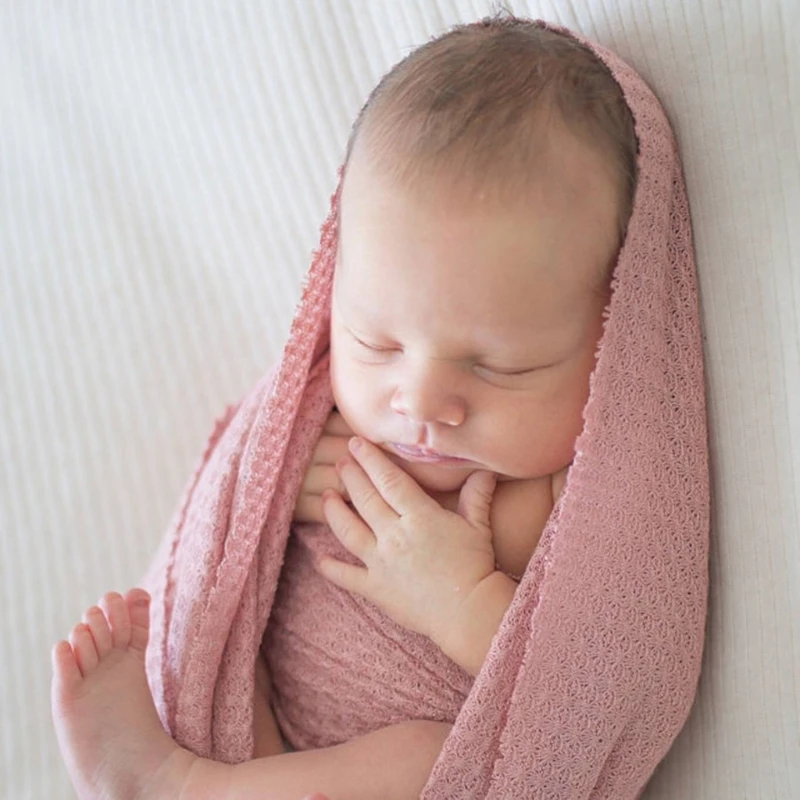 Newborn Baby Knitted Swaddle Wrap Receiving Blanket Infants Photography Props Stretch Wrap Photo Shooting Backdrop