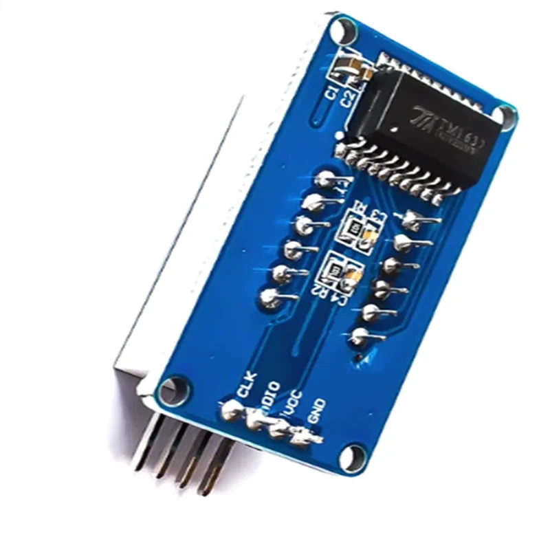 4-digit digital display module with adjustable LED brightness and clock accessories, building blocks