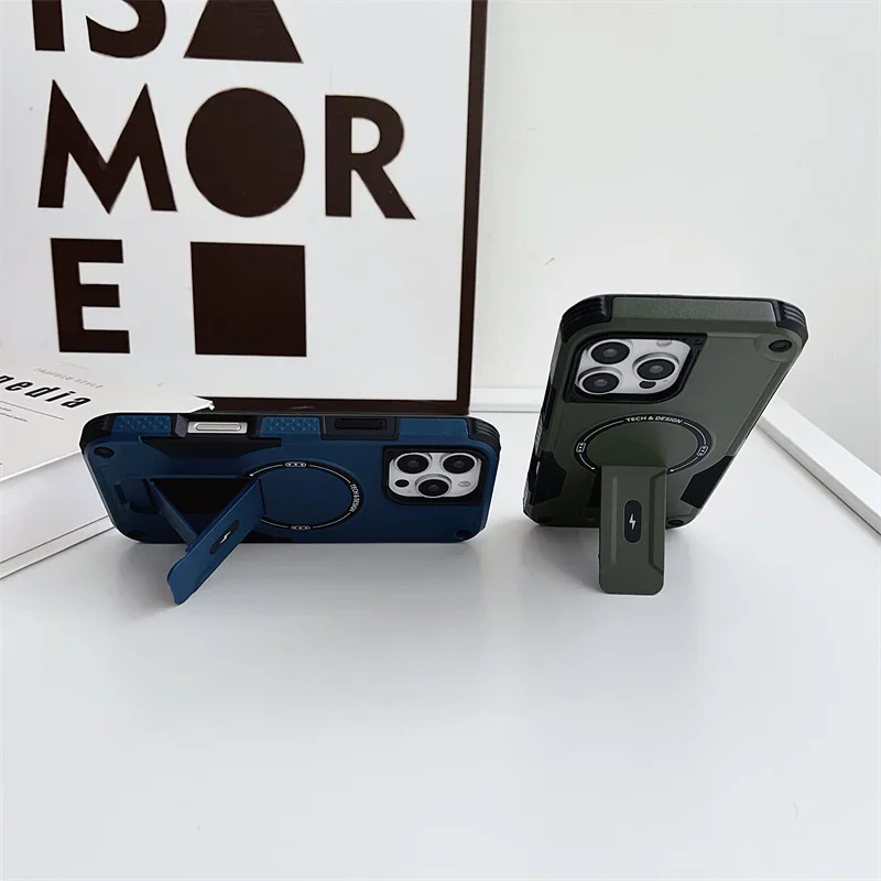 holder magnetic for iPhone 16 15 14 13 12 11 Pro Max Plus case Magsafe wireless charging anti fall protection cover bumper image 2