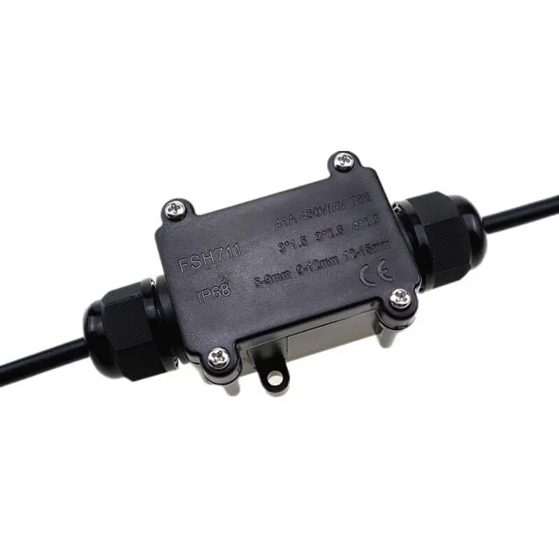 Two-Way IP68 Waterproof Junction Box FSH711 A2 Set (5-9Mm Sealing Ring + PA10 Terminals Screws)