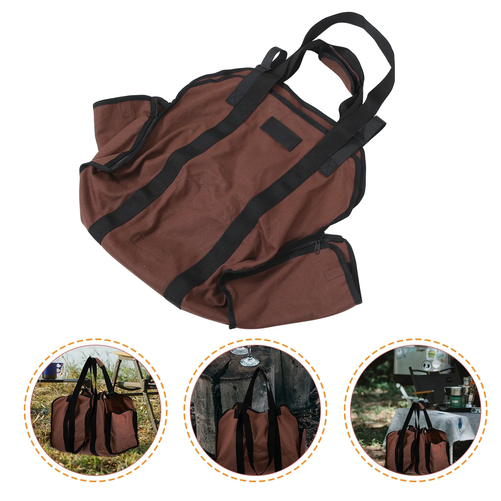 

Firewood Storage Bag Canvas Log Tote Carrier Large Capacity Folding Wood Holder For Camping Outdoor Use Portable