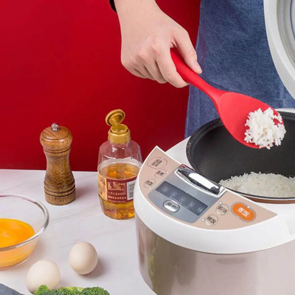 

2 Pcs Rice Spoon Arroz Para Sushi Silicone Non Stick for Serving Spatula Spoons Silica Gel Kitchen Utensils