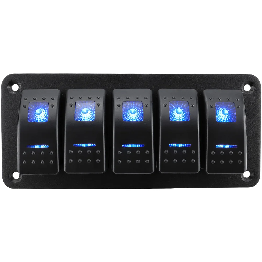 2 3 4 5 6 8 Position Rocker Switch Panel with Blue LED for Vehicle Boat RV Use Compatible with 12V 24V DC Systems