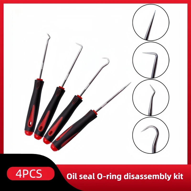 

4pcs Car Pick Hook Set 165mm O Ring Oil Seal Screwdrivers Puller Remover O-Ring Seal Gasket Auto Repair Tools