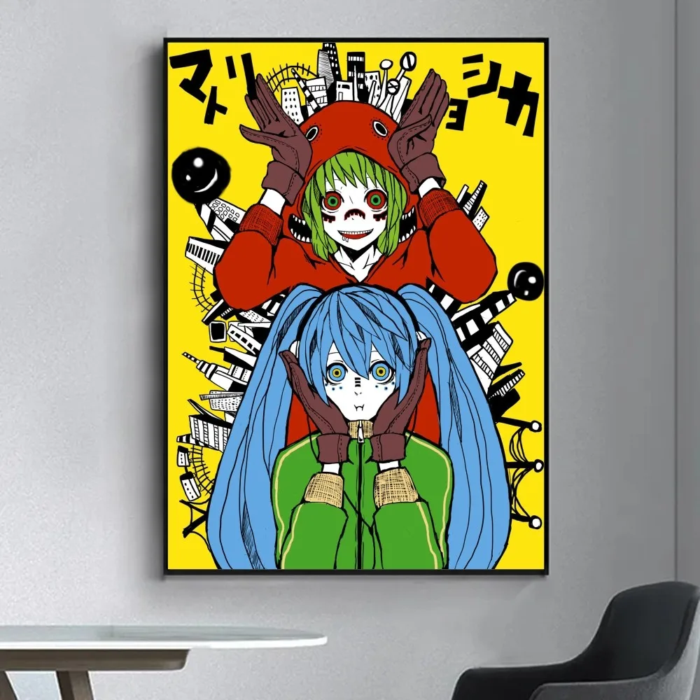 ملصق أنيمي Vocaloid vatoryoshka عتيق ، ملصق حائط فاخر لغرفة المعيشة والبار ، لوحة زخرفية ، منتصف