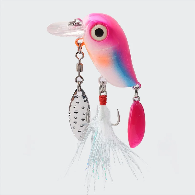 Luya Bait Little Fat Little Thing Mino with Crank Hook 5g3.8cm Floating Water Rocker Bass Trout Warped Mouth Fishing Supplies